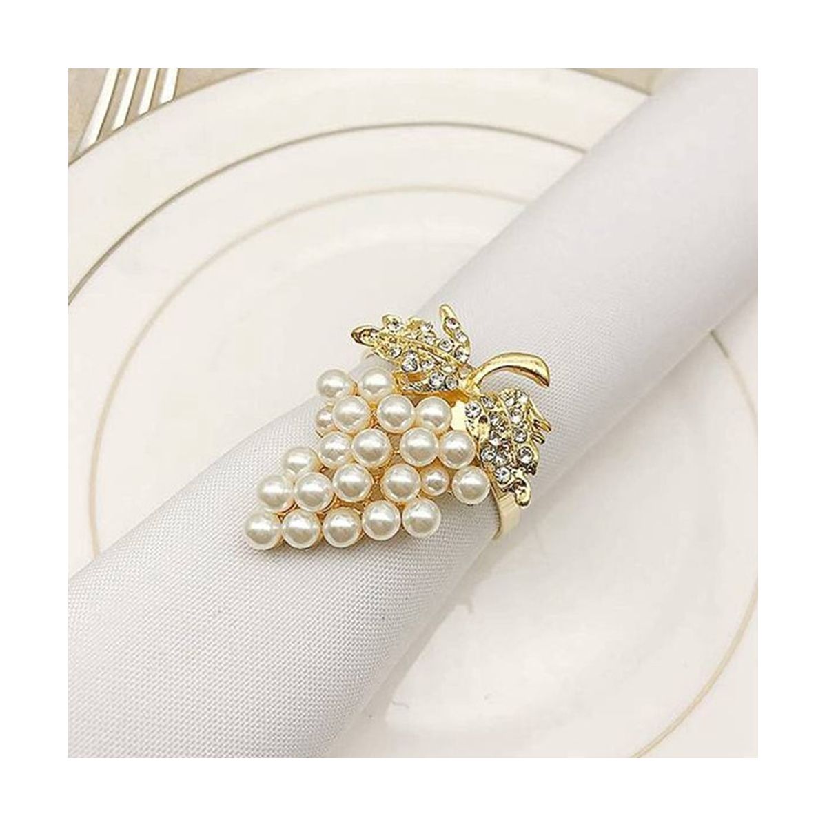 18Pcs Pea Napkin Rings Gold Grape Shape Napkin Buckle