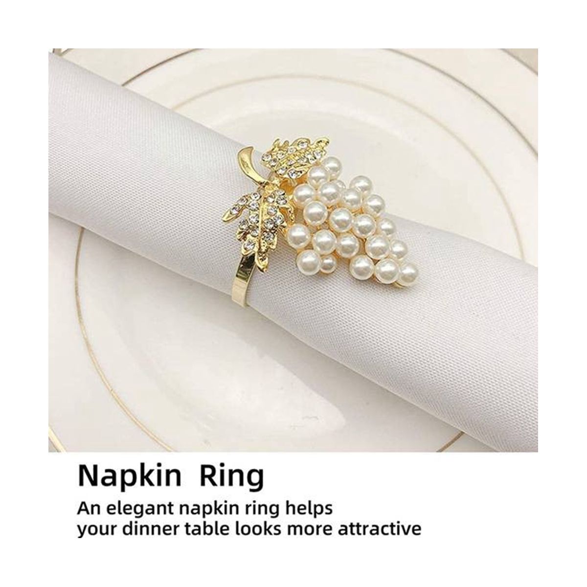 18Pcs Pea Napkin Rings Gold Grape Shape Napkin Buckle