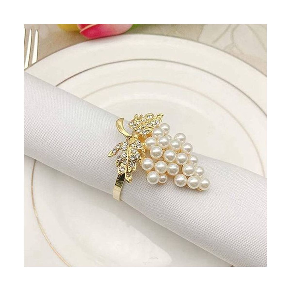 18Pcs Pea Napkin Rings Gold Grape Shape Napkin Buckle
