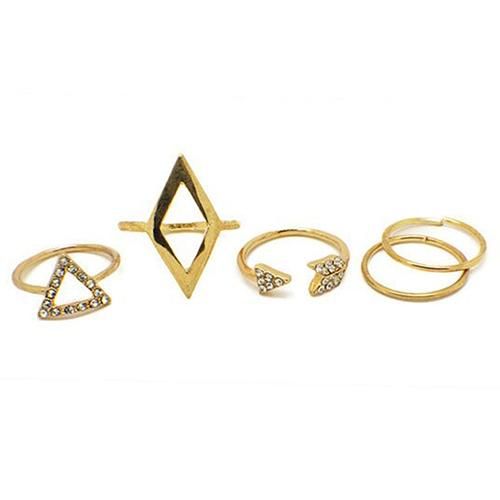 5 Pcs/Set Rhinestone Above Knuckle Midi Ring Finger-Silver