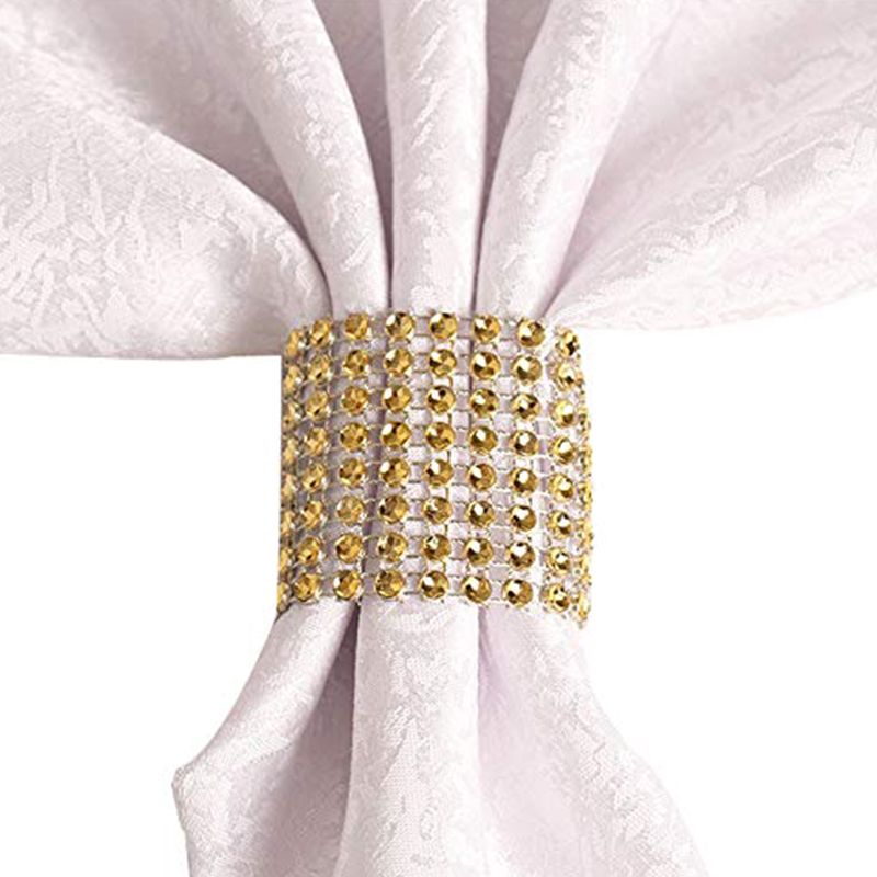 Rhinestone Napkin Rings Wedding Adornment, Gold