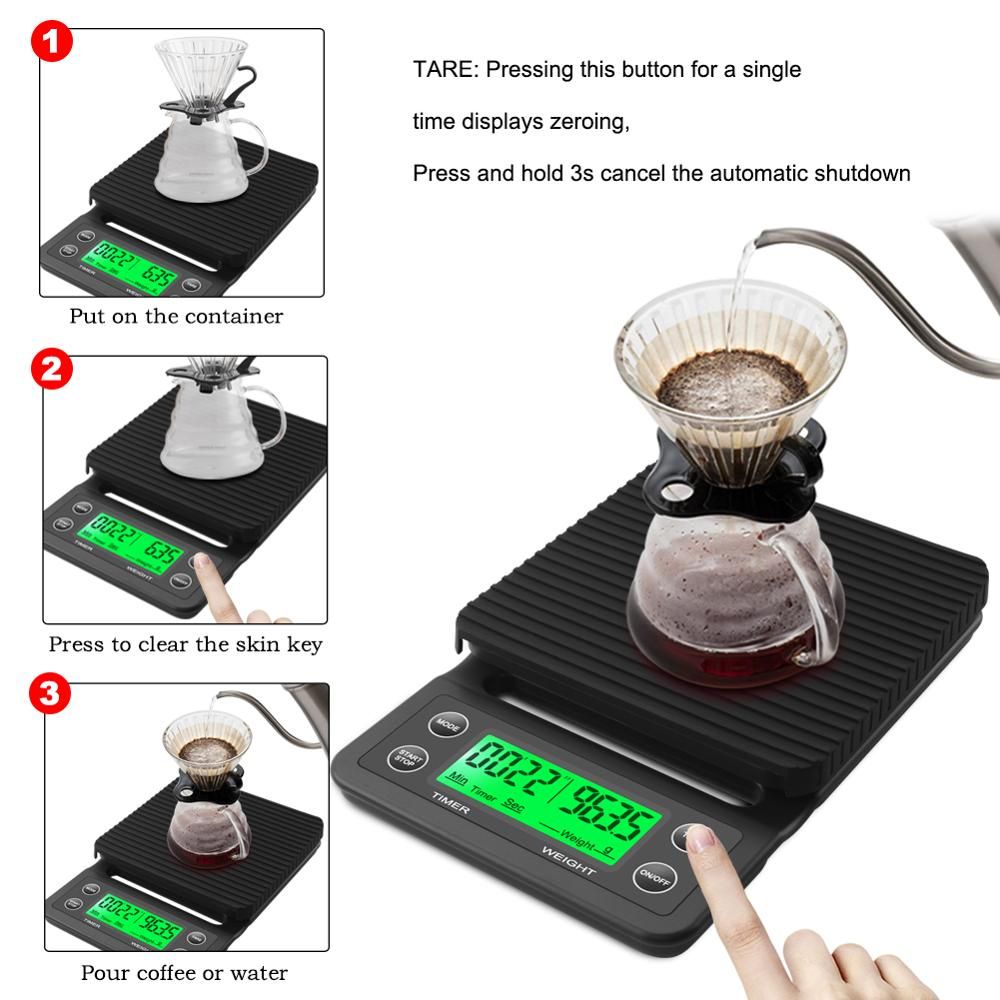 3kg/0.1g 5kg/0.1g Drip Coffee Scale With Timer Por