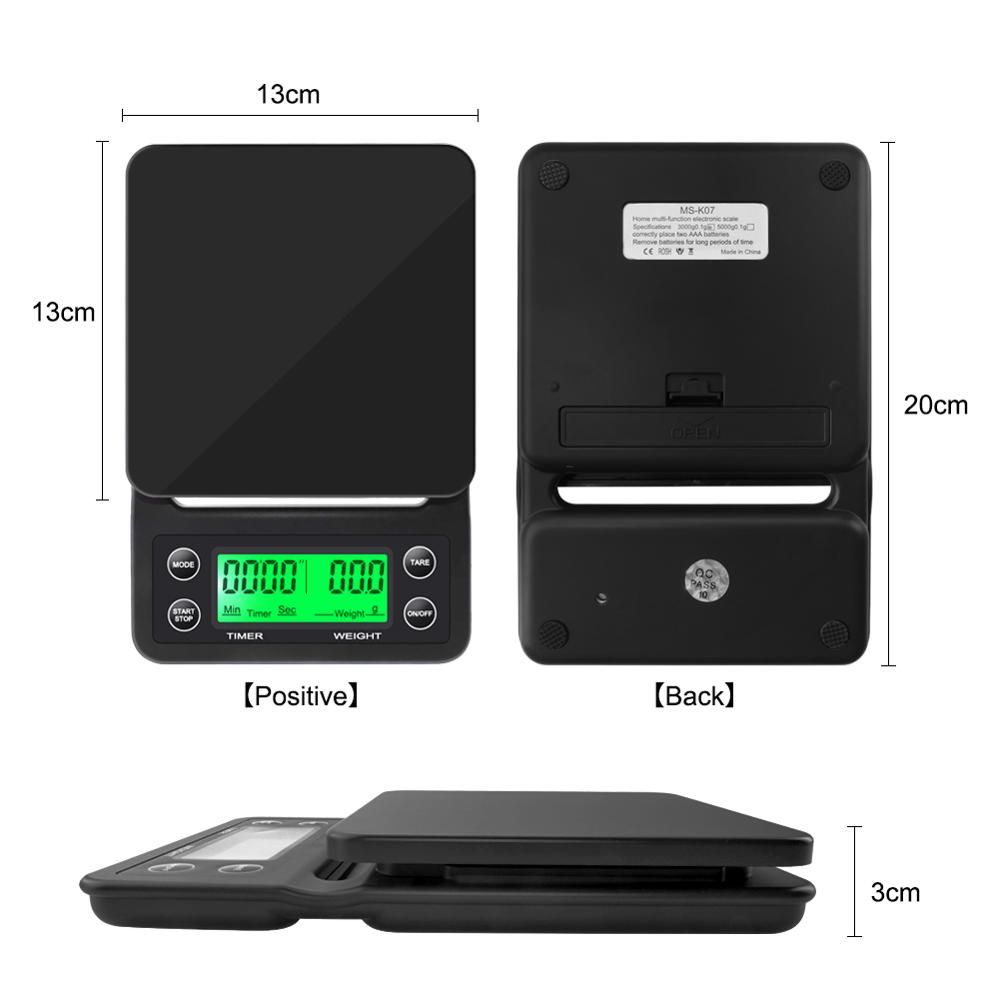 3kg/0.1g 5kg/0.1g Drip Coffee Scale With Timer Por