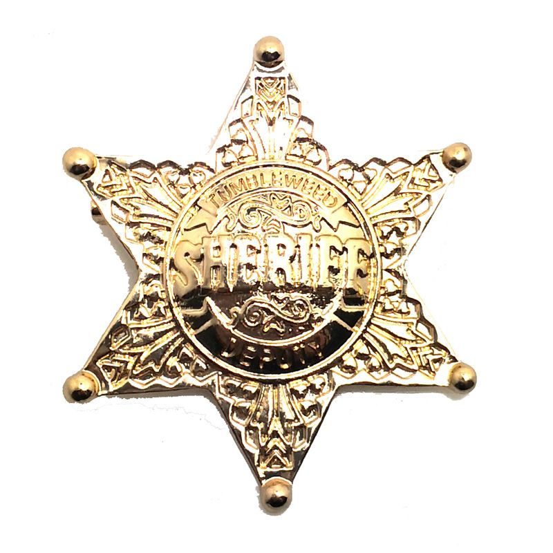 Cartoon SHERIFF DEPUTY Prizes Pin Brooches Vintage Hexagonal Star Honor Badges