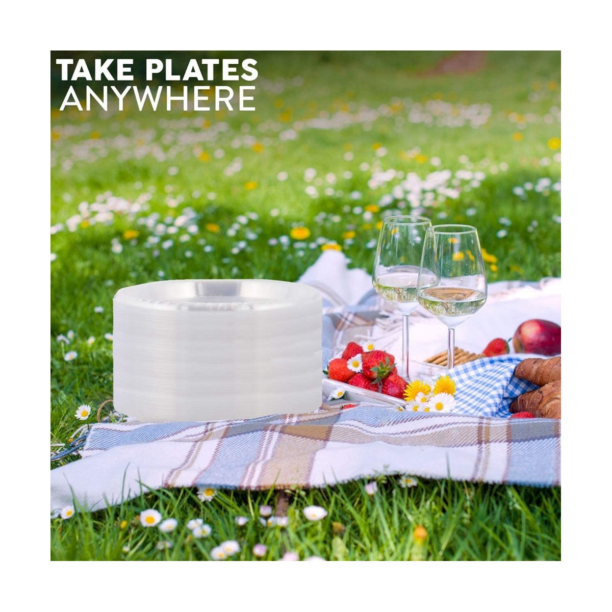 100PCS Clear Plastic Plates Disposable Plates for Dessert &