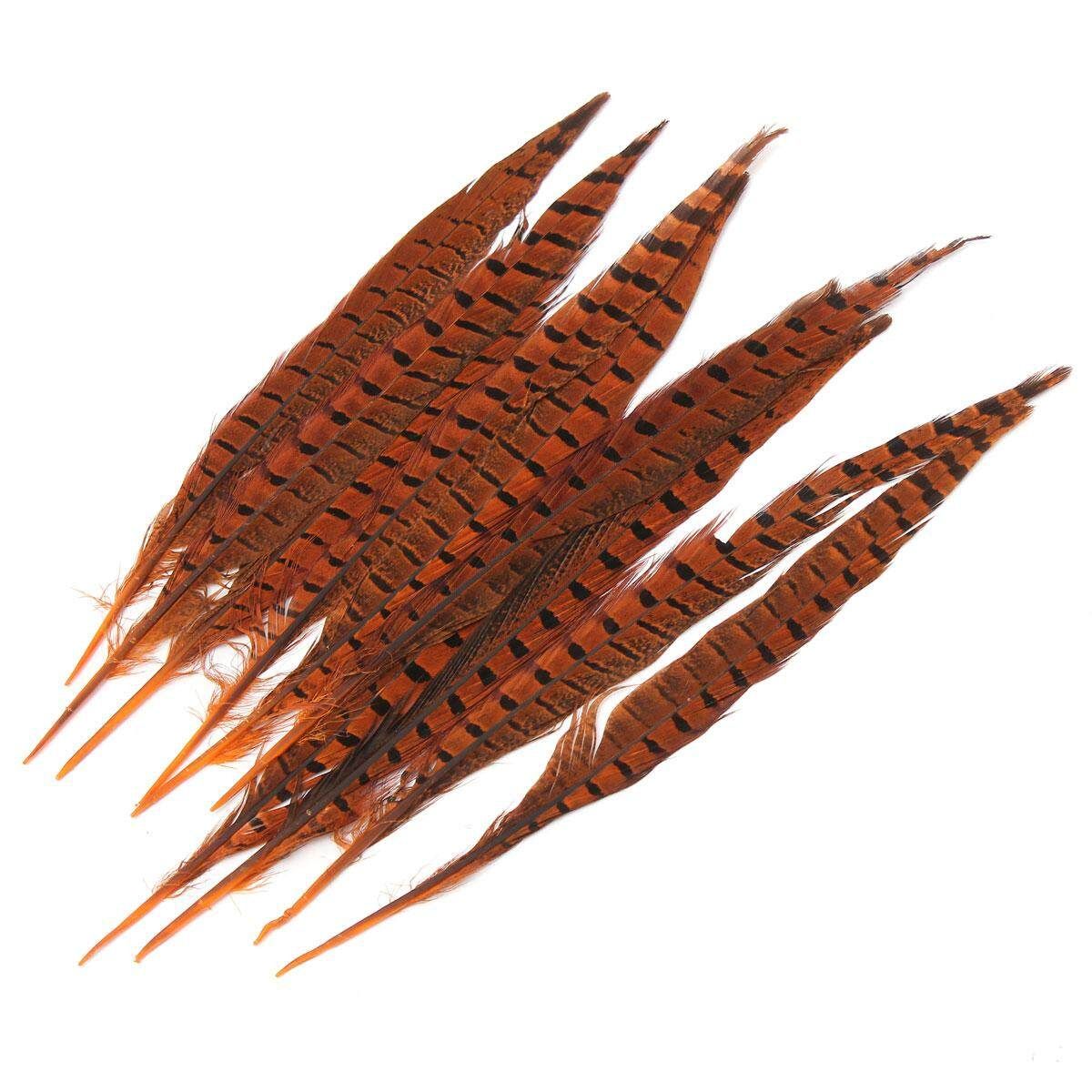 10Pcs Beautiful Pheasant Tail Feathers 12-14 Inch Long Costume Millinery Multicolor Orange
