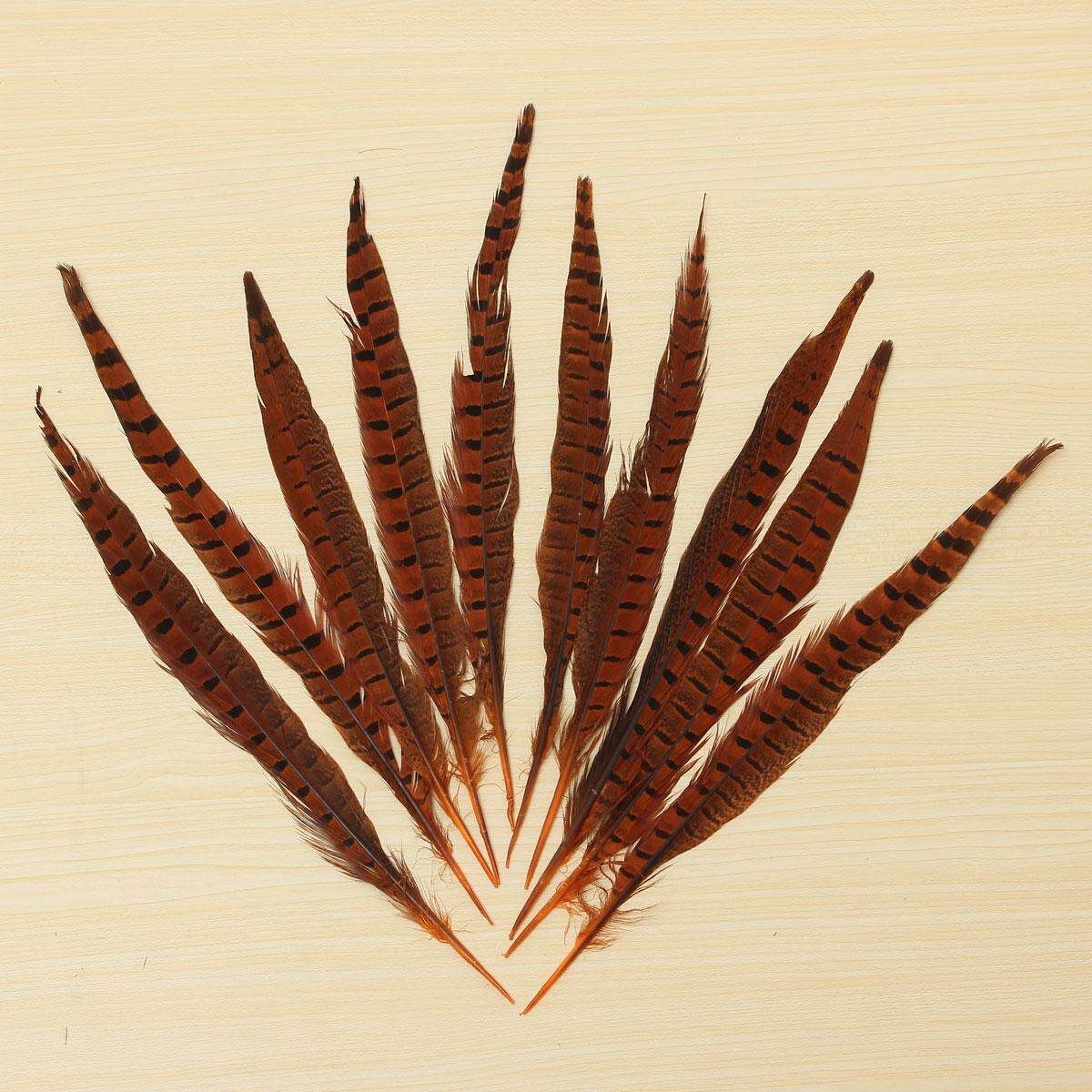 10Pcs Beautiful Pheasant Tail Feathers 12-14 Inch Long Costume Millinery Multicolor Orange