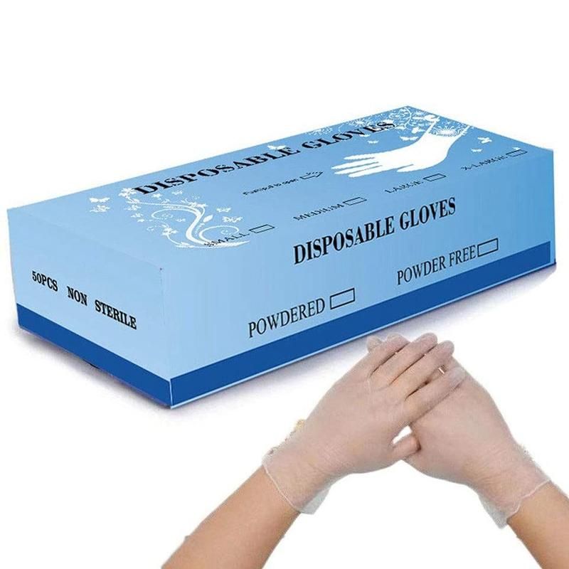 50 Pcs Disposable Gloves , Ambidextrous Protective Powder-Free Latex-Free PVC Gloves for Dishwashing Automotive Food Processing Salons Workshops,S