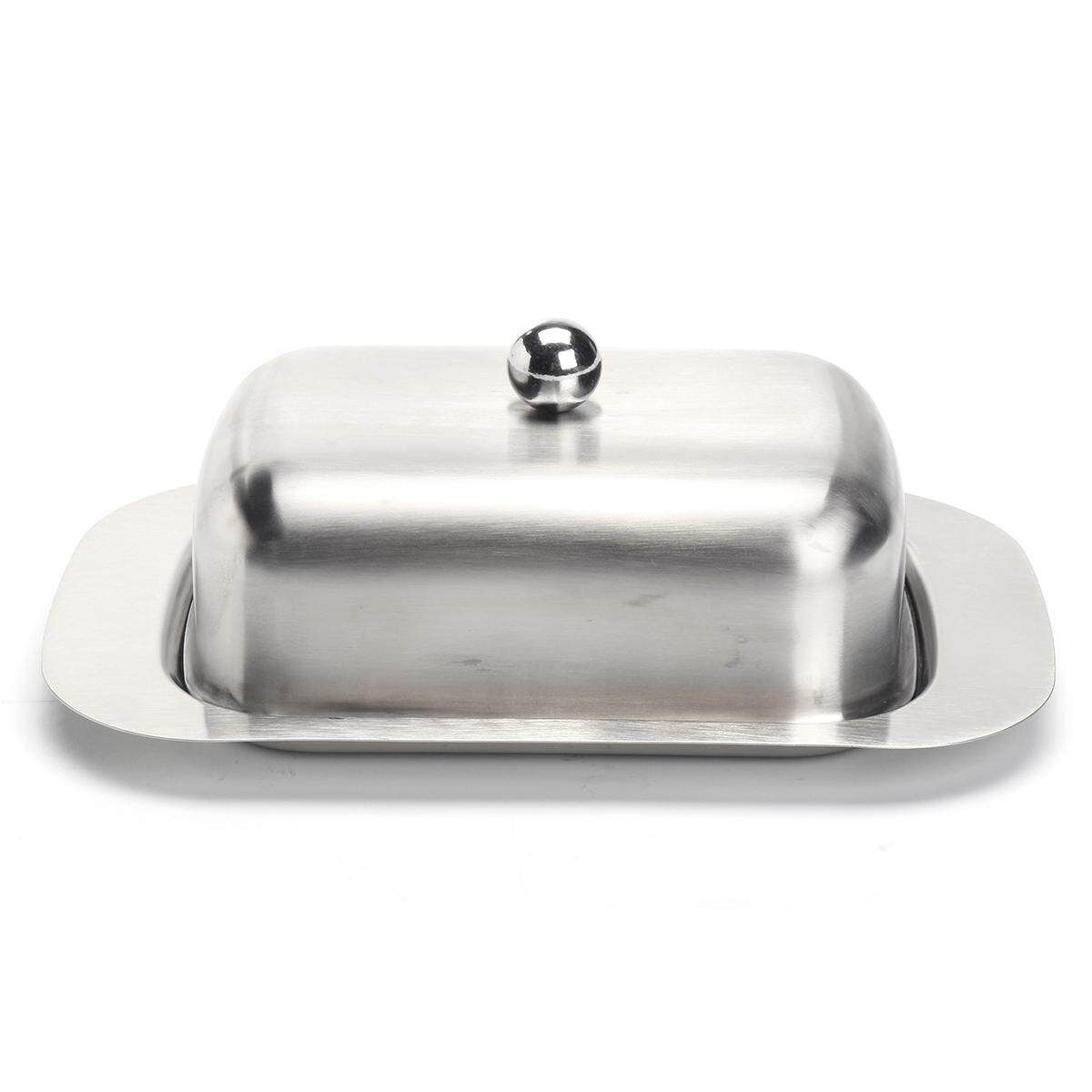 Stainless Steel Butter Dish Set Serving Tray 6.3"L X 4.7"W X 2"H Holder Storage