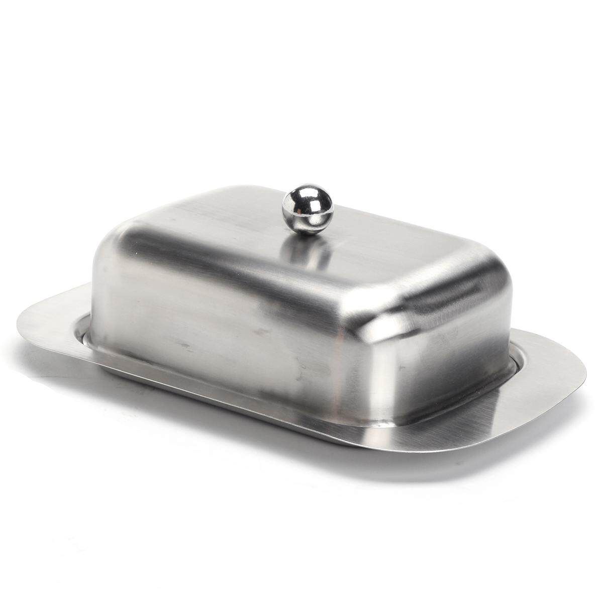 Stainless Steel Butter Dish Set Serving Tray 6.3"L X 4.7"W X 2"H Holder Storage