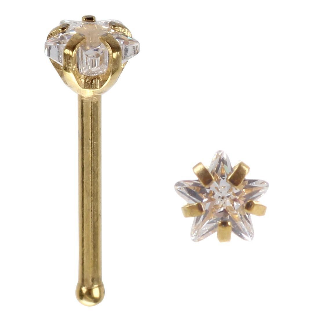 Star Gem Prong Set NOSE BONE RINGS STUDS Piercing Gem