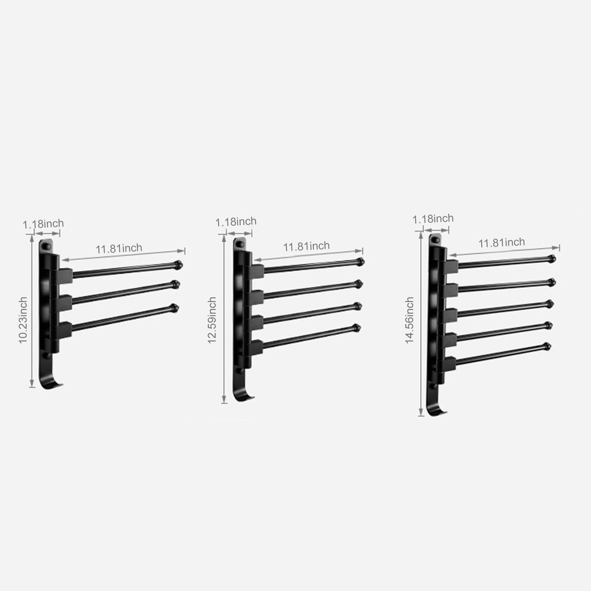 Swivel Out Towel Racks With Hooks 4-Bars Foldable Arms Bath