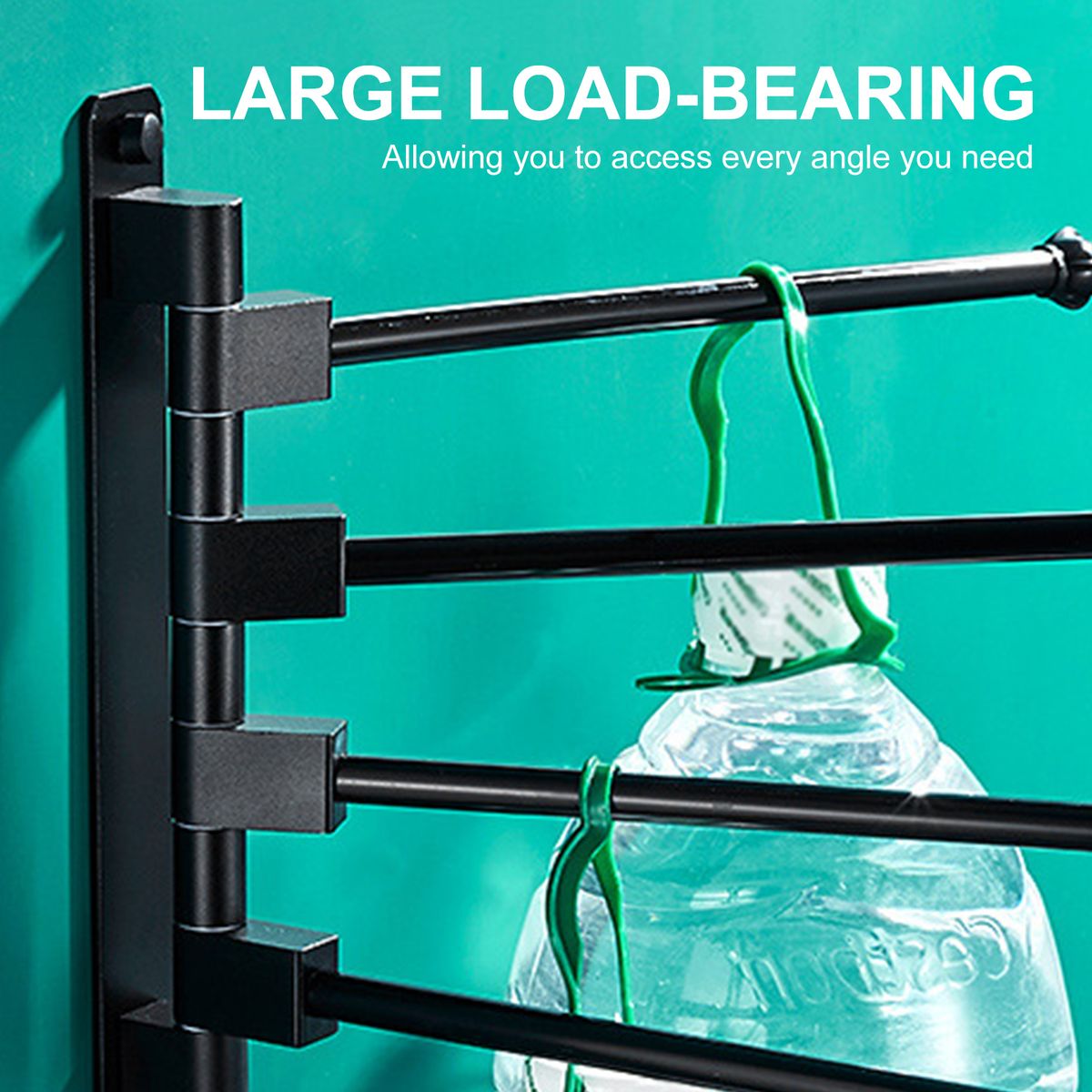 Swivel Out Towel Racks With Hooks 4-Bars Foldable Arms Bath