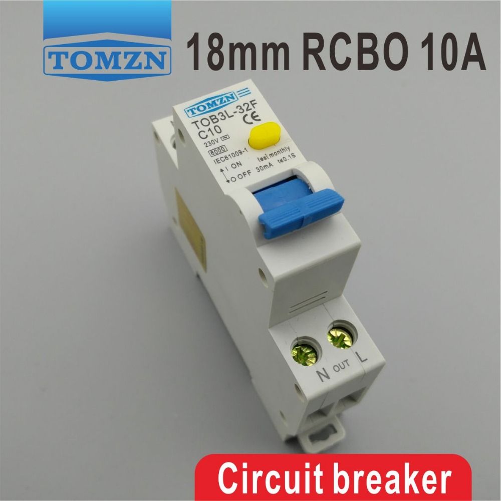 RCBO 10A Circuit Current 1P+N 18MM 6KA TOB3L-32F Residual