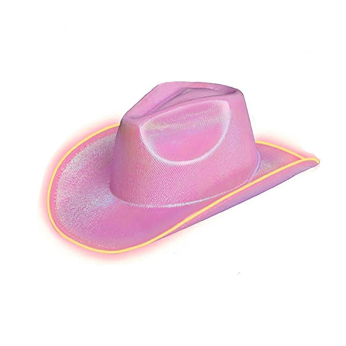 Western Cowboy Hat Halloween Holographic LED Light Jazz Hat Pink