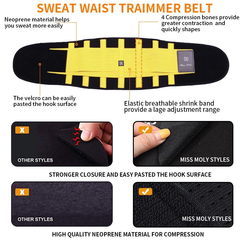 Women And Men Adjustable Elstiac Waist Support Belt Neoprene Faja Lumbar Back Sweat Belt Fitness Belt Waist Trainer Heuptas-Blue