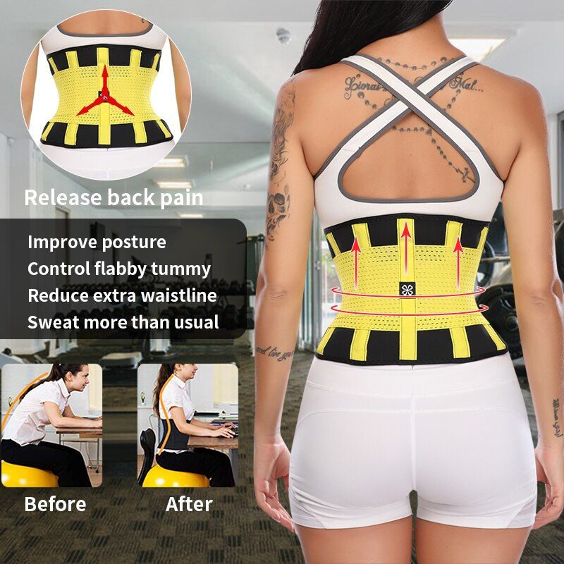 Women And Men Adjustable Elstiac Waist Support Belt Neoprene Faja Lumbar Back Sweat Belt Fitness Belt Waist Trainer Heuptas-Blue