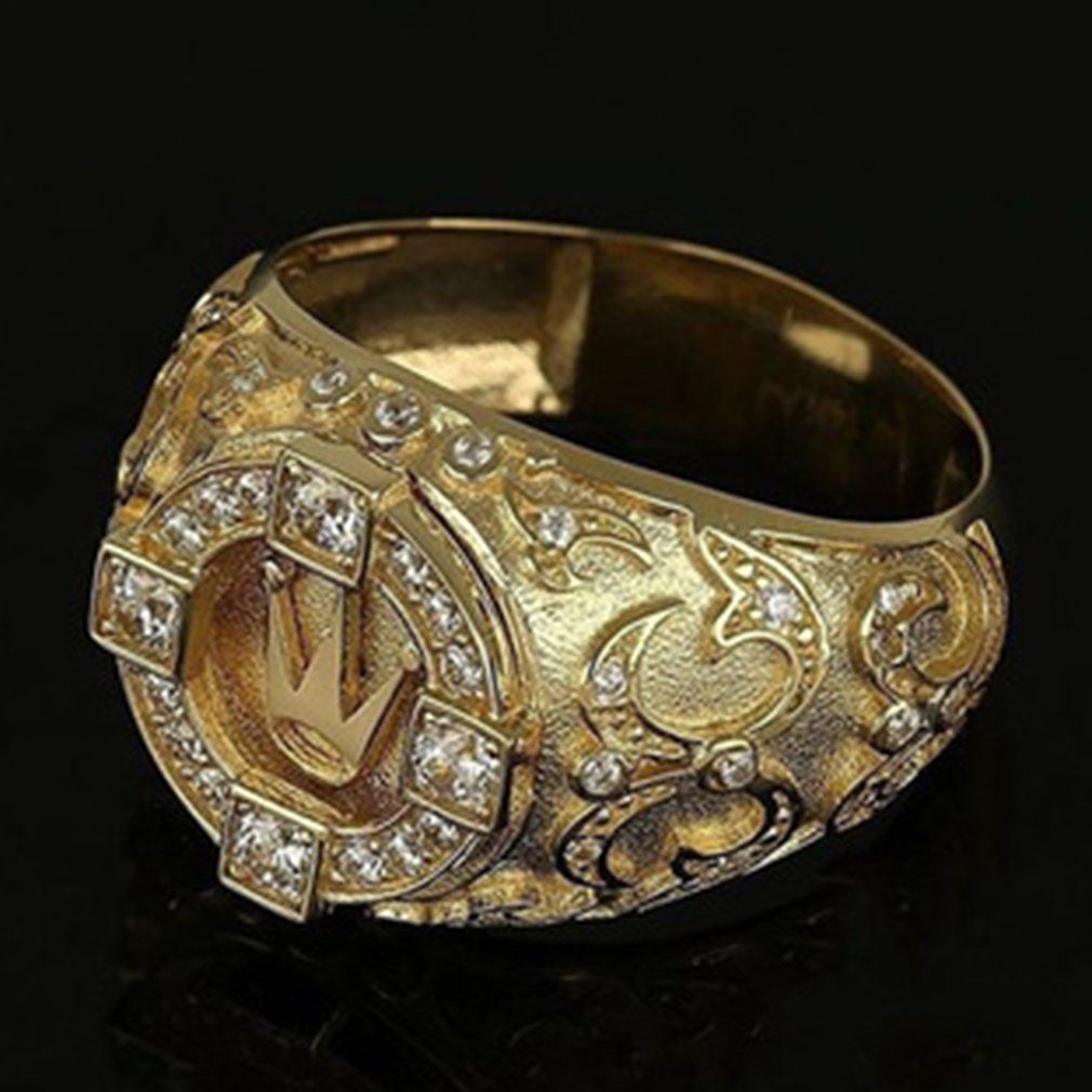 Men's Luxury Jewelry 18k Gold  Rown Natural Diamond Ring Birthday Present-gold-8#