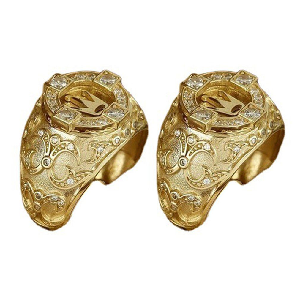 Men's Luxury Jewelry 18k Gold  Rown Natural Diamond Ring Birthday Present-gold-8#