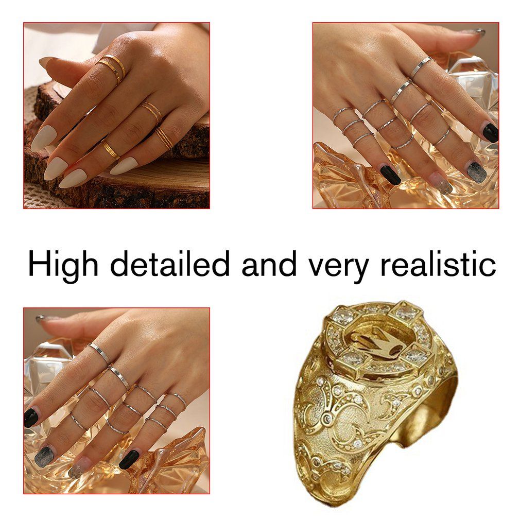 Men's Luxury Jewelry 18k Gold  Rown Natural Diamond Ring Birthday Present-gold-8#