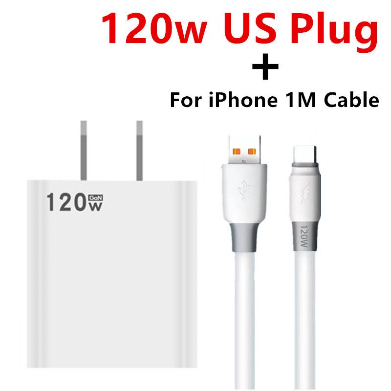 120W Fast Charging Adapter For Xiaomi Civi 12S Ultra 12 Lite Redmi Note 11 9 Pro K50 POCO C40 Huawei Samsung Oneplus USB Charger(#US Plug For IPhone)