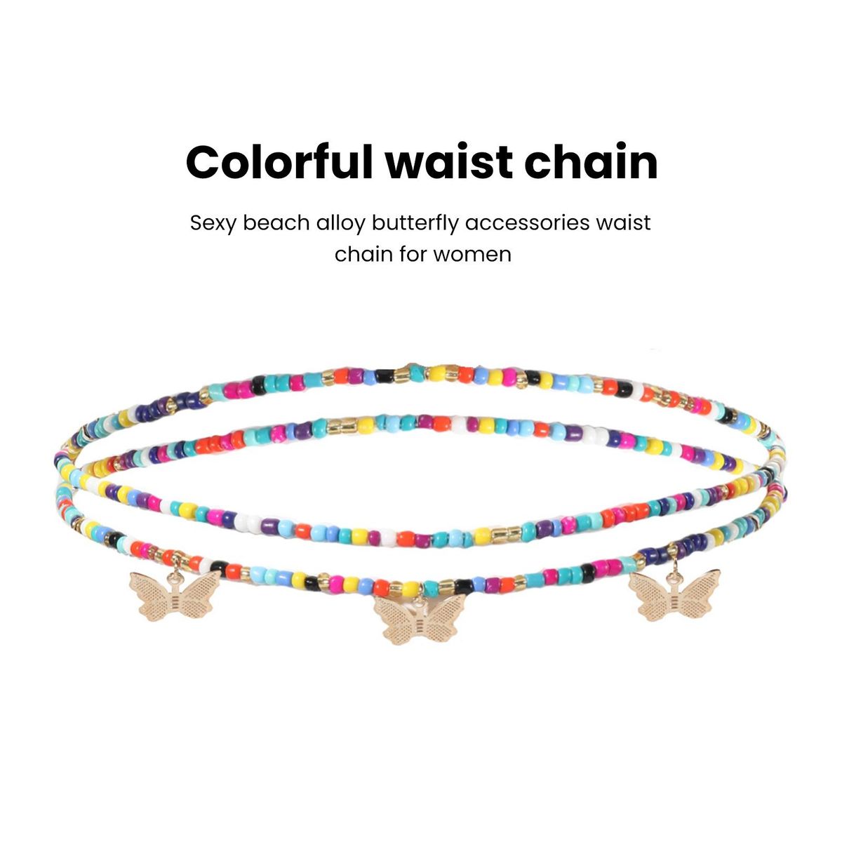 Waist Chain Heart Shell Star Pendant Stretch Waist Chain E