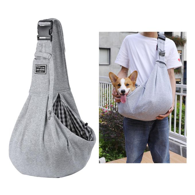 Portable Pet Sling Carrier Bag Cat Dog Tote Puppy Adjust Buckle Grey