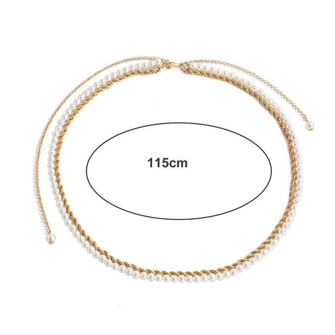 Body Jewelry White Pearl Waist Chain White