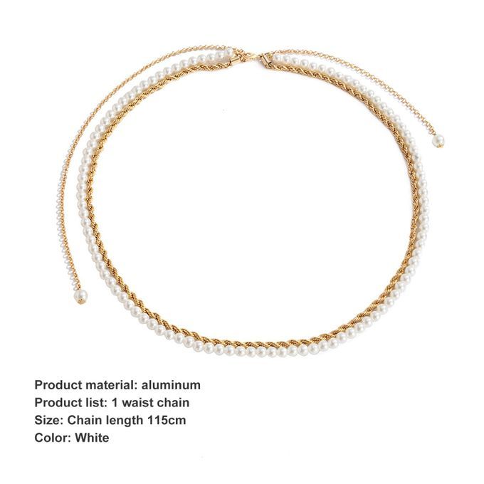 Body Jewelry White Pearl Waist Chain White