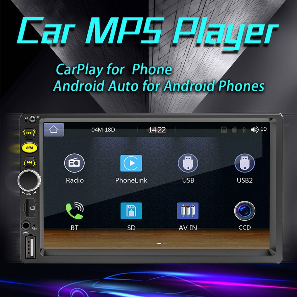 2 Din 7 Inch Touch Screen Car Radio Car Stereo MP5 Player with CarPlay Android Auto Bluetooth AUX USB TF FM Car Player A