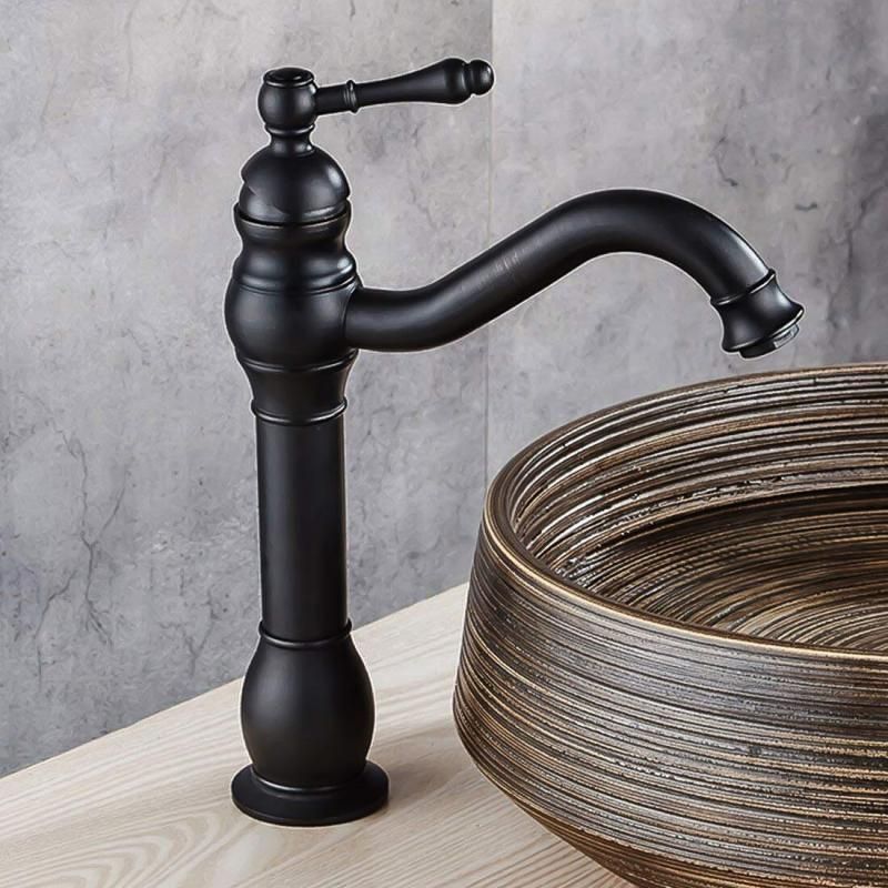 Retro Black Bathroom Faucet Single Lever Basin Sink Tap