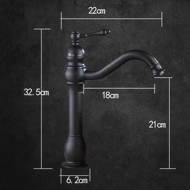 Retro Black Bathroom Faucet Single Lever Basin Sink Tap