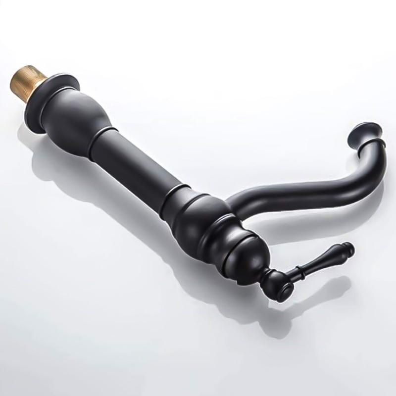 Retro Black Bathroom Faucet Single Lever Basin Sink Tap
