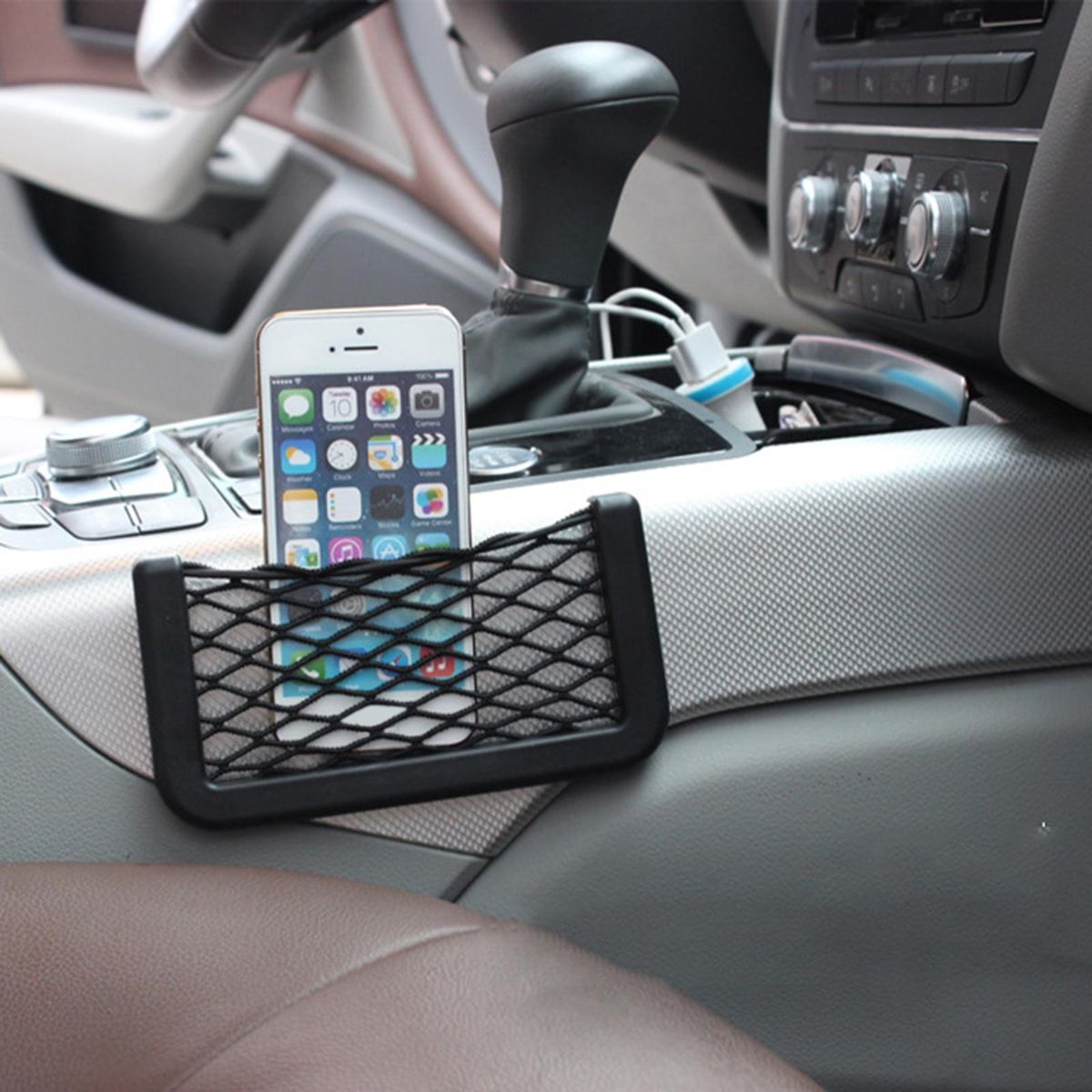 Car Net Pocket Storage Bag Seat Side Back Storage Net Bag Phone Holder Pocket Organizer 1pcs