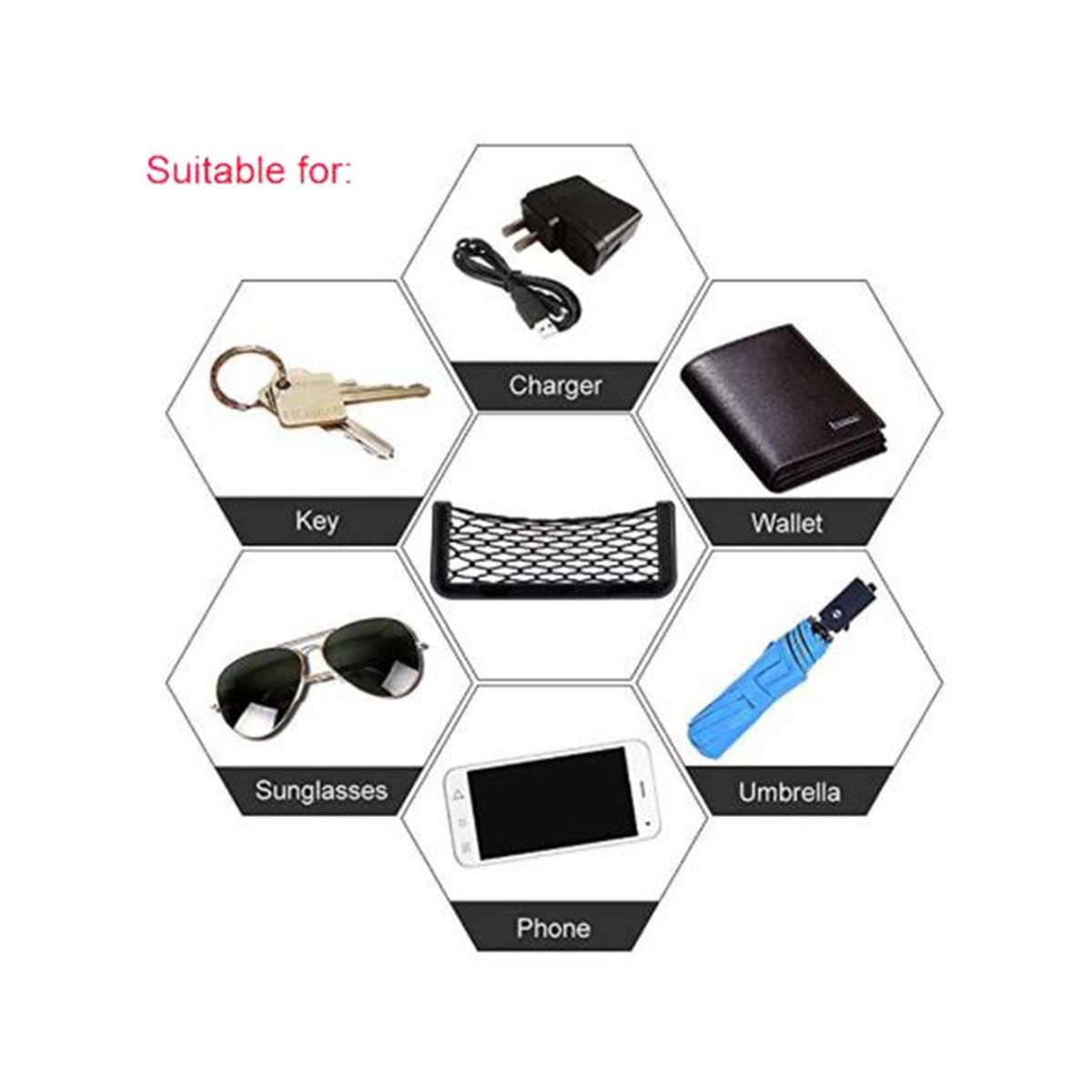 Car Net Pocket Storage Bag Seat Side Back Storage Net Bag Phone Holder Pocket Organizer 1pcs