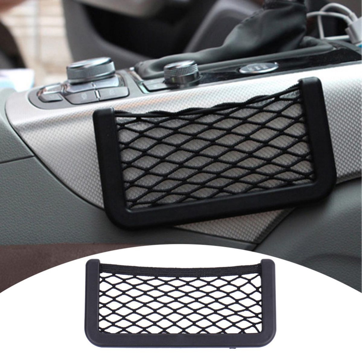 Car Net Pocket Storage Bag Seat Side Back Storage Net Bag Phone Holder Pocket Organizer 1pcs