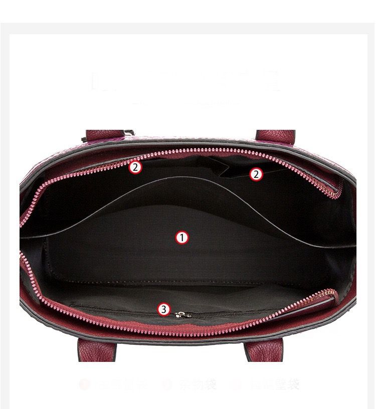 3 In 1 Ladies Croc Leather Bag - Brown