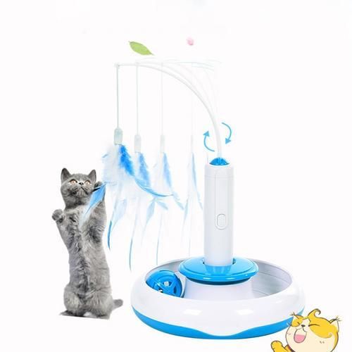 Electric Interactive Rotating Toy Multifunctional Pet Toys Cat Toys  Funny Cat Toy Electric Rotation Feather Play Cat Stick