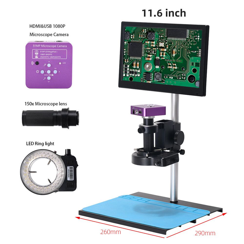 HAYEAR 51MP 11.6 Inch LCD Video Digital Microscope With150X