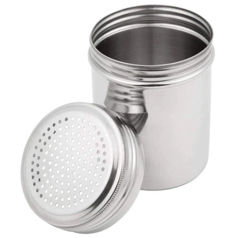 (Set of 2) Dredge Shakers 10 oz, Stainless Steel Spice Shakers Baking/Cooking