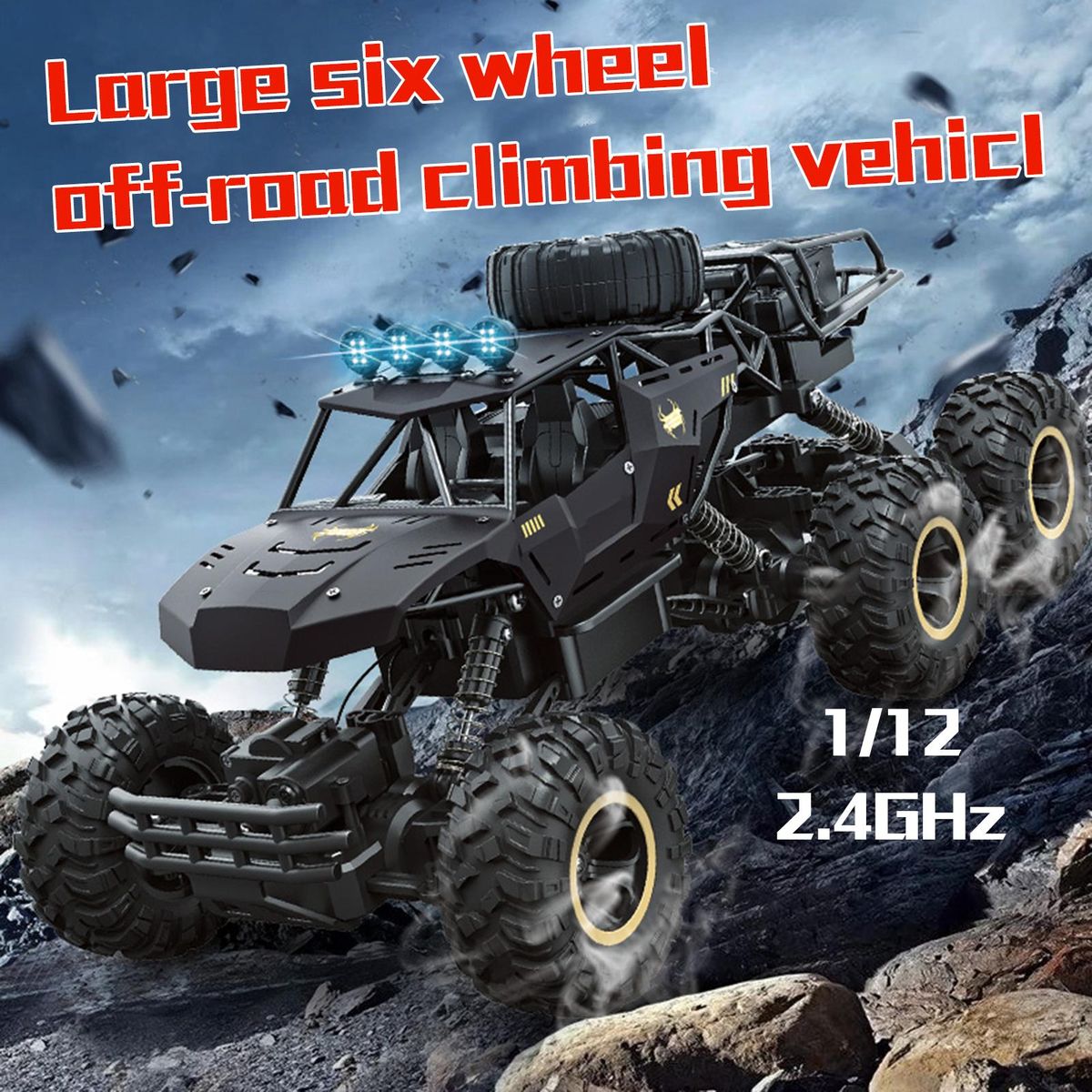 Remote Control Car 1/12 2.4GHz 6-Wheels Off Road Trucks 4WD Alloy Vehicle Climbing Car Gifts for Kids Adults RTR Large-Sized