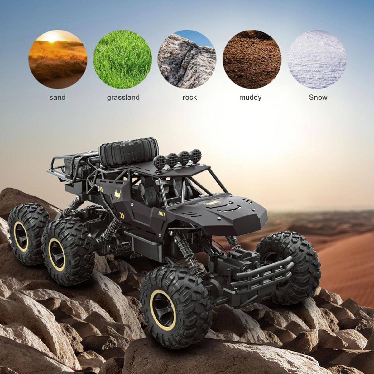 Remote Control Car 1/12 2.4GHz 6-Wheels Off Road Trucks 4WD Alloy Vehicle Climbing Car Gifts for Kids Adults RTR Large-Sized