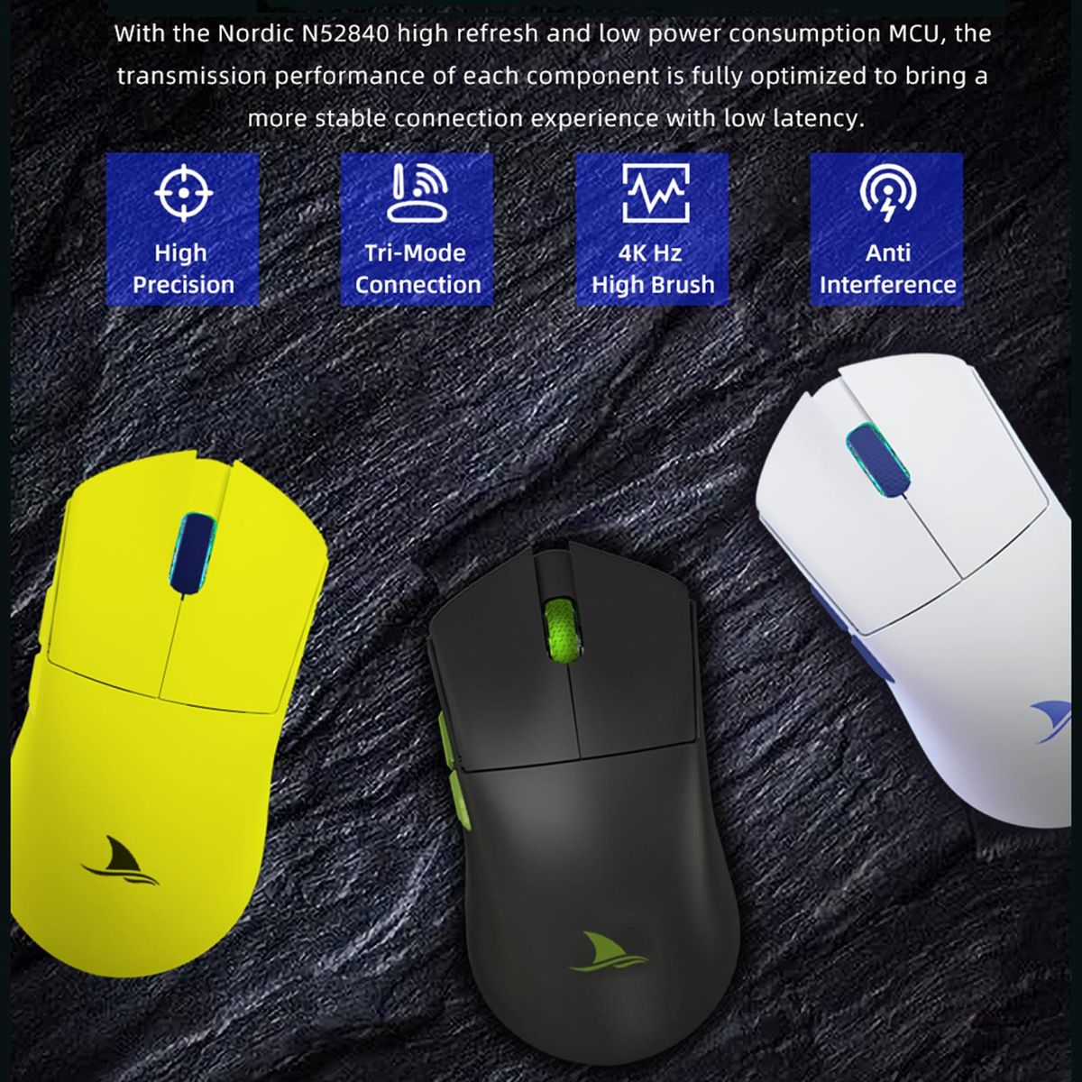 Darmoshark M3 4K Wireless BT5.0 Wired Tri-Mode Rechargeable Gaming Mouse 26000DPI TTC PAM3395 Optical E-sports Mice Custom Drivers For Computer Laptop PC