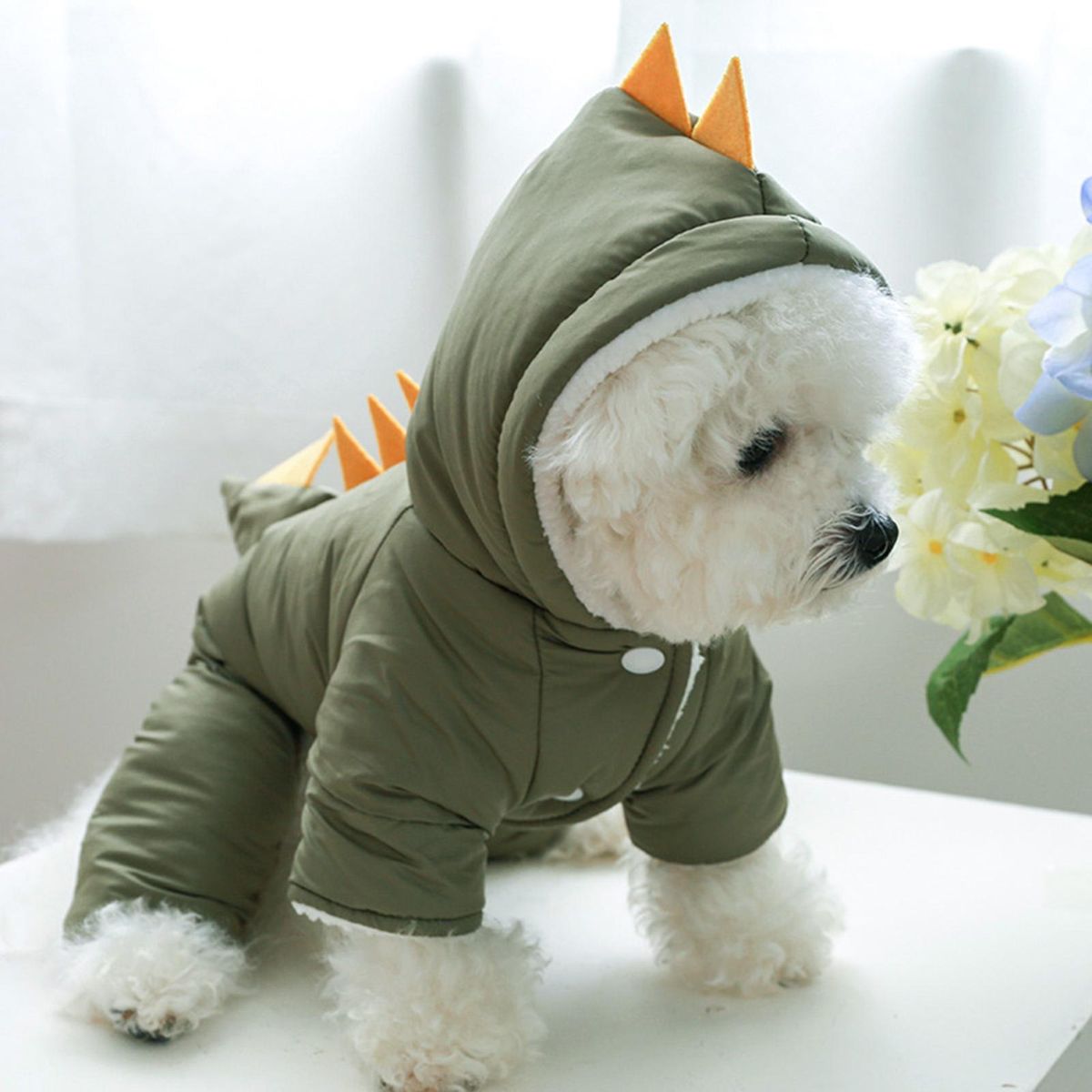Pet Down Coat Soft Hooded Dog Winter Coat Green