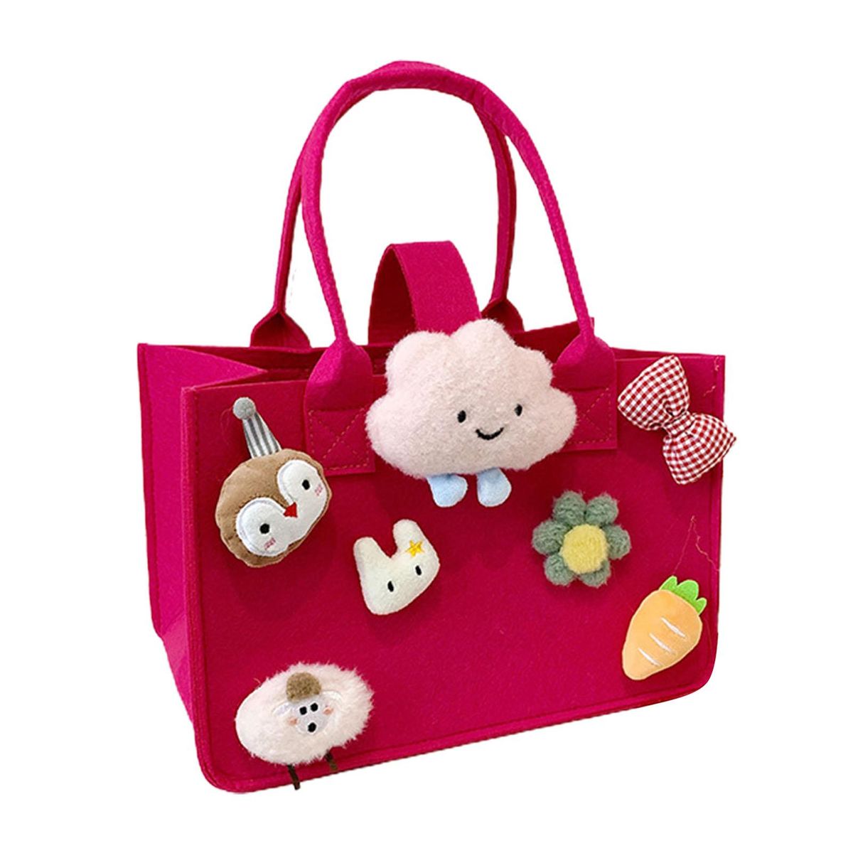 Shopping Bag Lovely Ornament Birthday Gift Handbag Rose Red