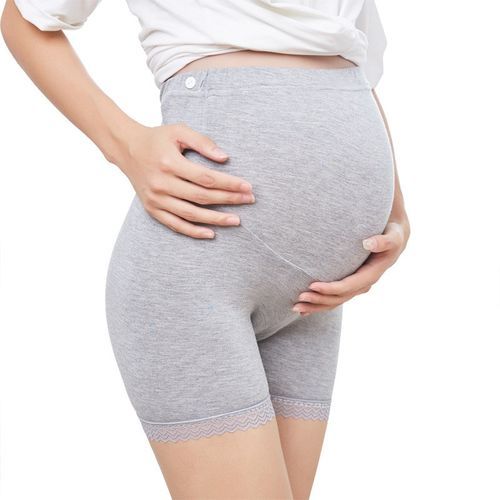 Womens Maternity Panties Shapewear Mid-Thigh Pettipant Seamless Soft Abdomen Underwear For Pregnant Women Cotton Clothes(#White)