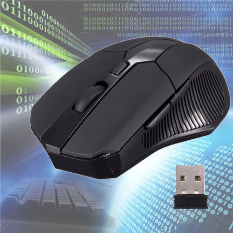 Portable 2.4GHz Wireless USB Receiver Optical Gaming-Black
