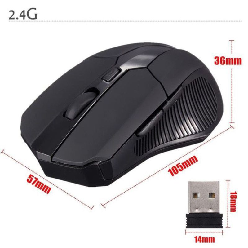 Portable 2.4GHz Wireless USB Receiver Optical Gaming-Black