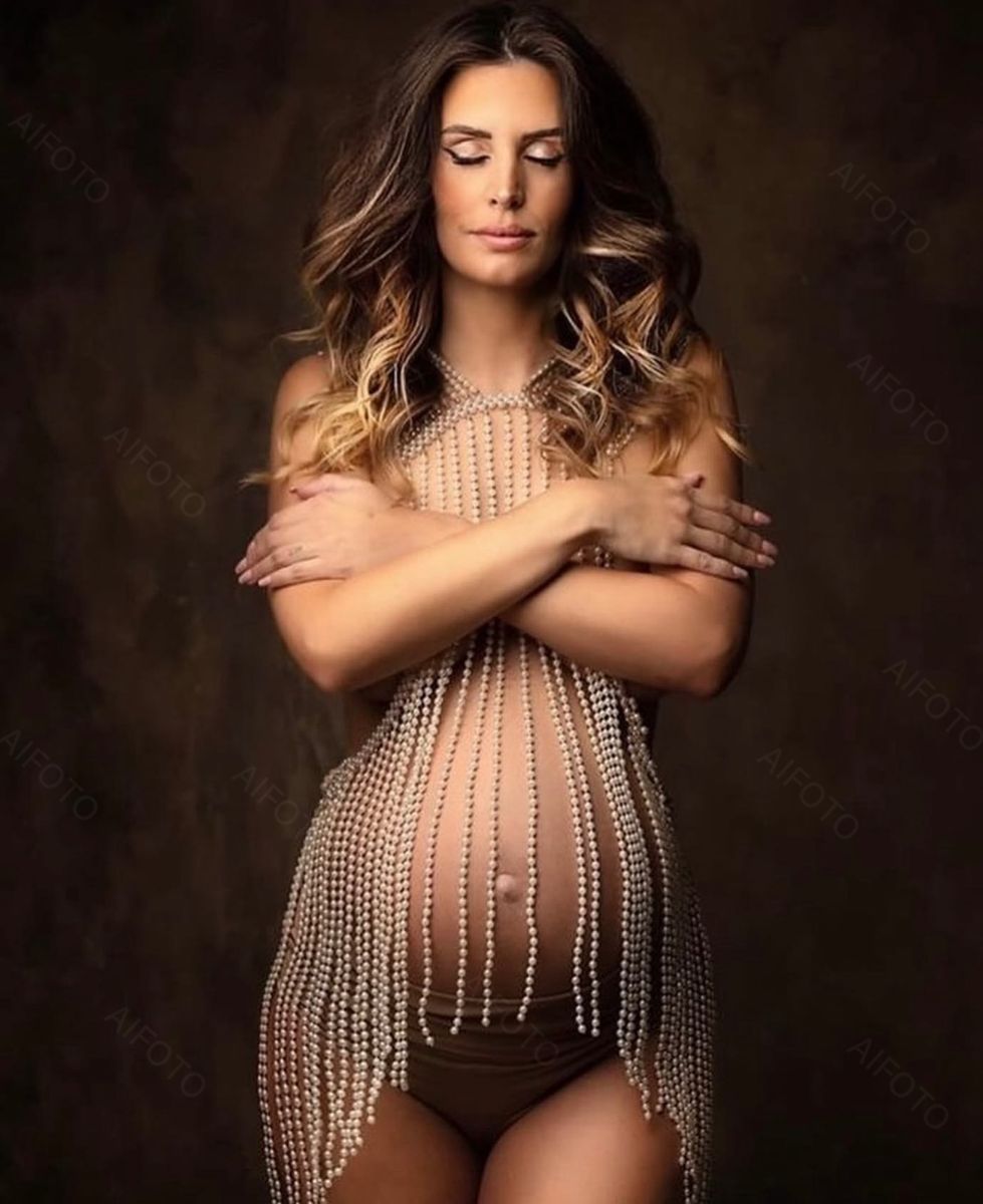 Pearl Bodysuit For Materntiy Po Shoot Body Chain Top