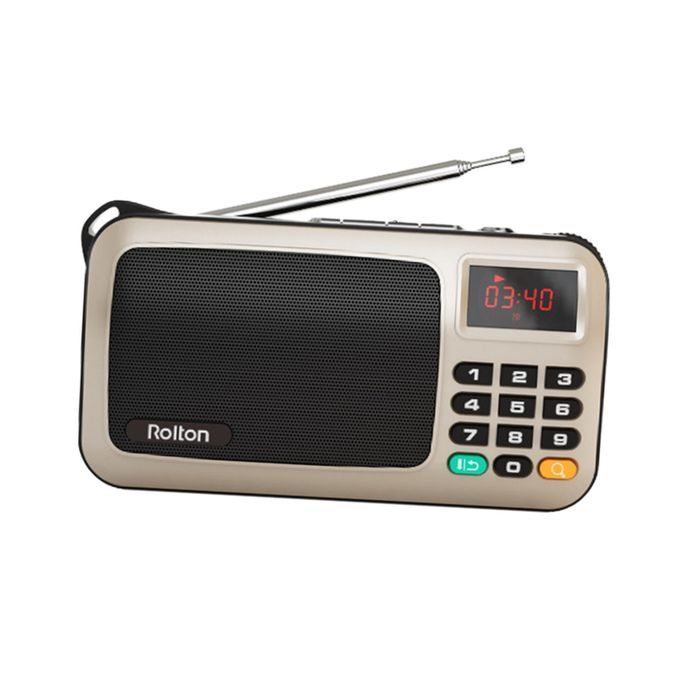 Mini USB FM Radio Full-Band With LED Display Rechargeable FM Golden